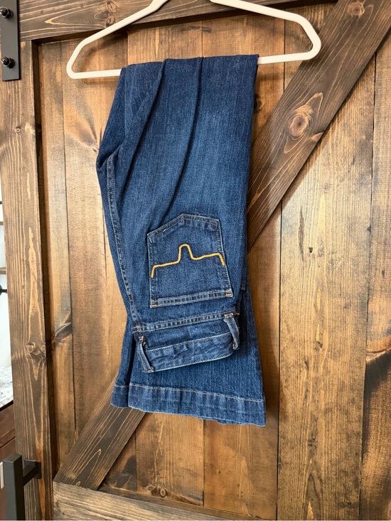 Kimes Ranch Denim - Kimes Ranch women’s Dark Blue Bootcut Jeans with Yellow Stitch Detail